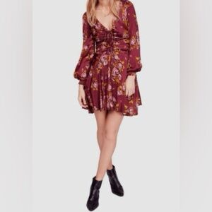 Free People Purple Floral Long Sleeve Dress